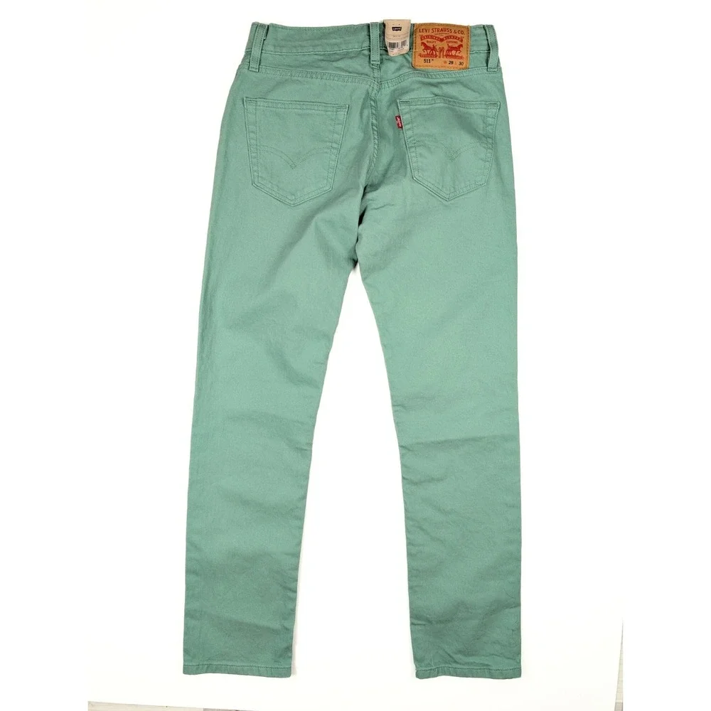 Levi's 511 Slim Tapered Fit Mint Green Wash‎ Denim Jeans Men's Size 28x30 NWT